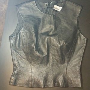 Vintage 100% Leather Tie Up Fitted Tank